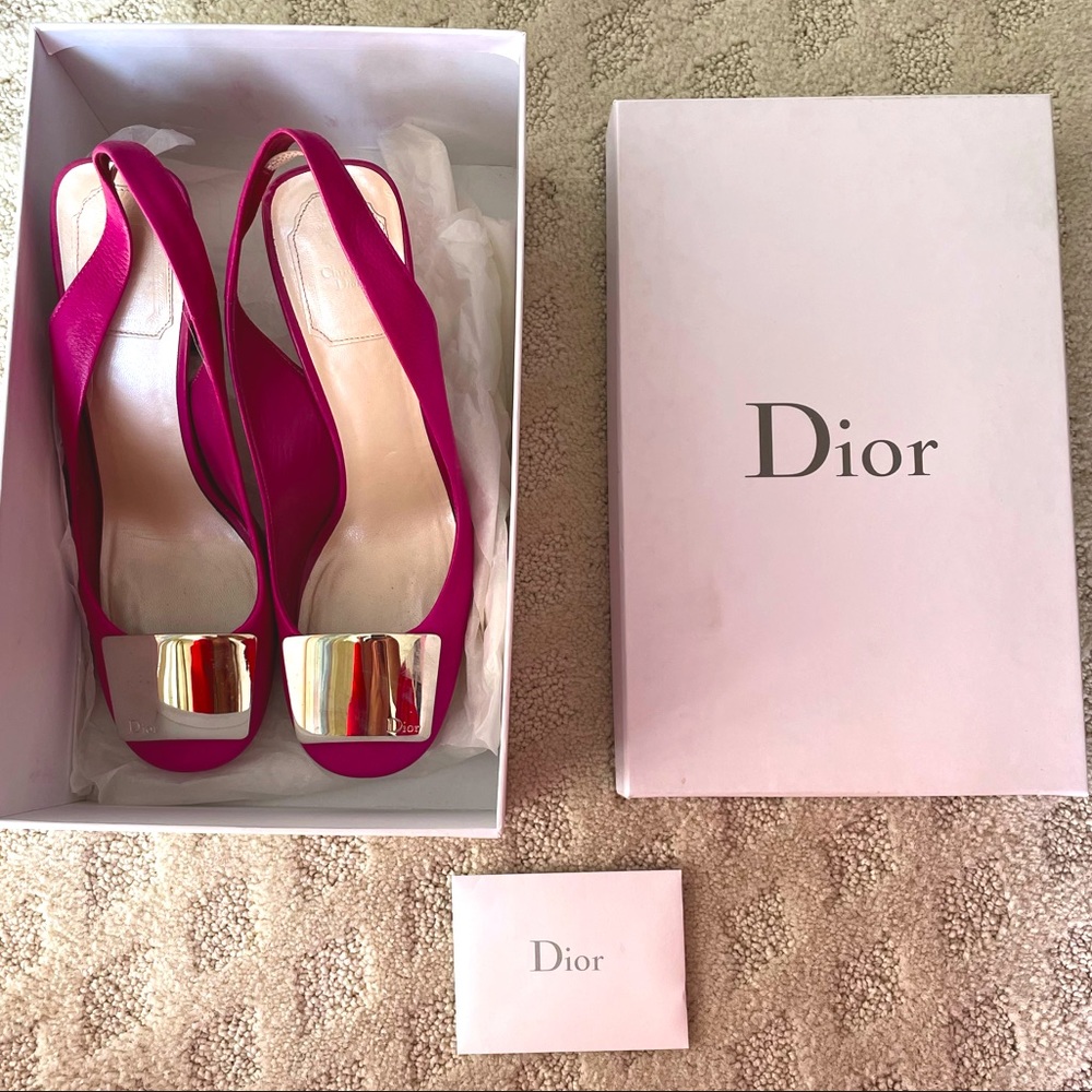 DIOR Silk Fuschia Slingbacks with Chrome